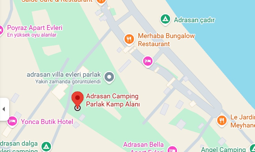Adrasan Kamping konum haritası